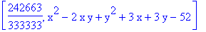 [242663/333333, x^2-2*x*y+y^2+3*x+3*y-52]